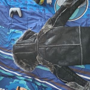 KIDS EL JEFE SHEARLING MOTO JACKET (BLACK) Size 10